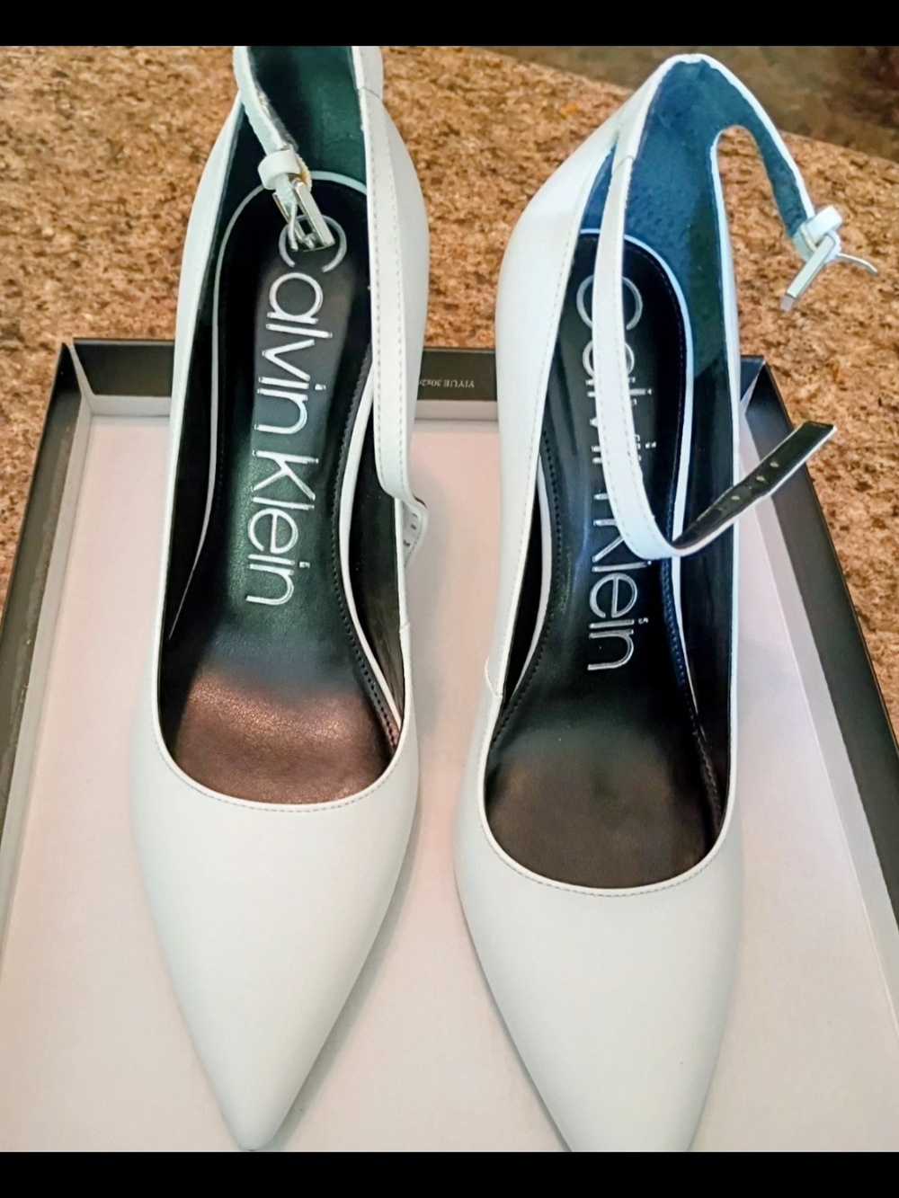 Calvin Klein White Pointed Slingback Pumps